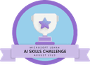 Microsoft Learn Challenge: AI Skills Challenge badge, August 2023